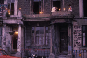 Wake for the eviction of the north side of Tolmers Square, August 1979.