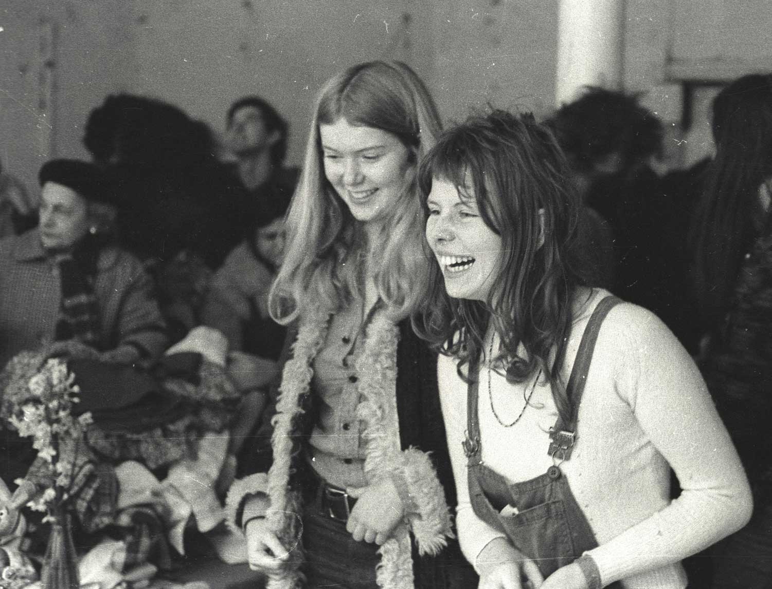 Jumble sale in a squat in Drummond Street, 1974.