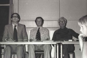 Top table at a public meeting, 1975