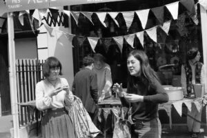 Alternative food stall at Tolmers first Carnival, 1974