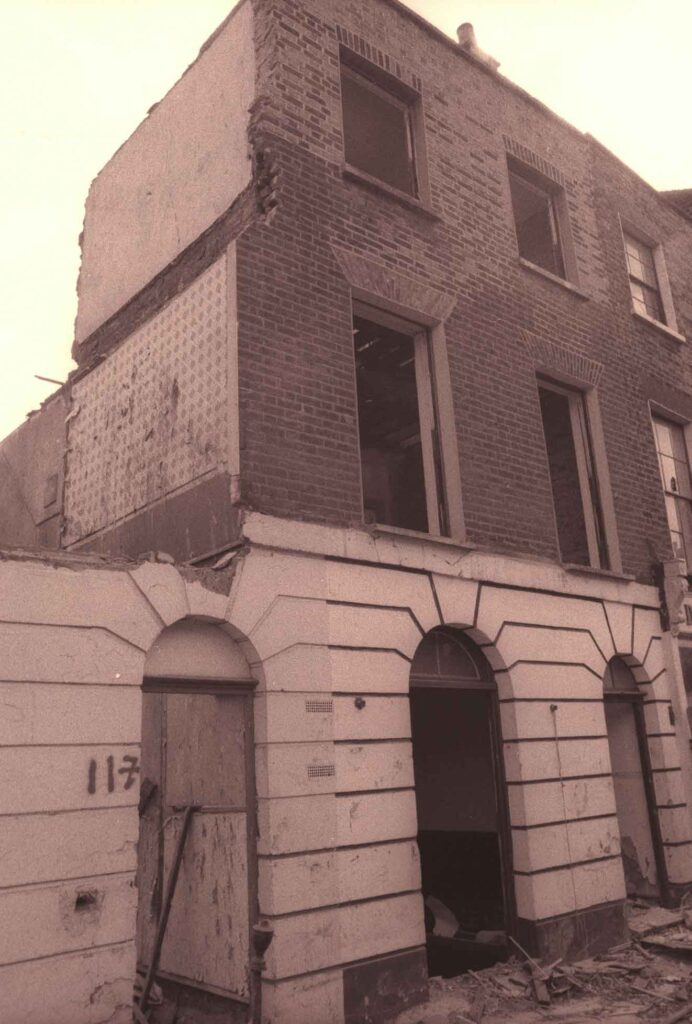 Demolition of terraced houses in Drummond Street, 1976