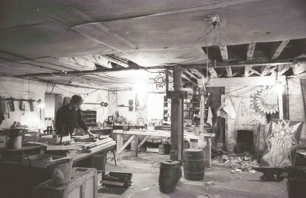 Artist's studio in the basement of 142 Drummond Street, 1976