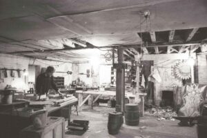 Artist's studio in the basement of 142 Drummond Street, 1976