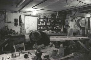 Artist's studio in the basement of 142 Drummond Street, 1976
