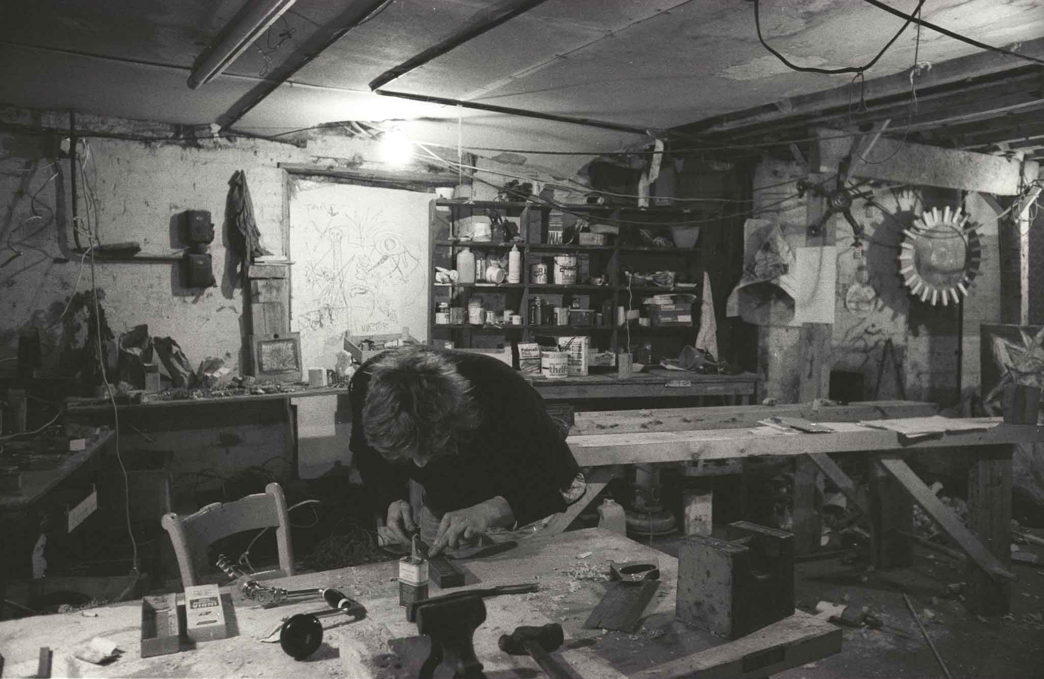 Artist's studio in the basement of 142 Drummond Street, 1976