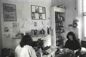 In the kitchen at 10 Tolmers Square, 1979