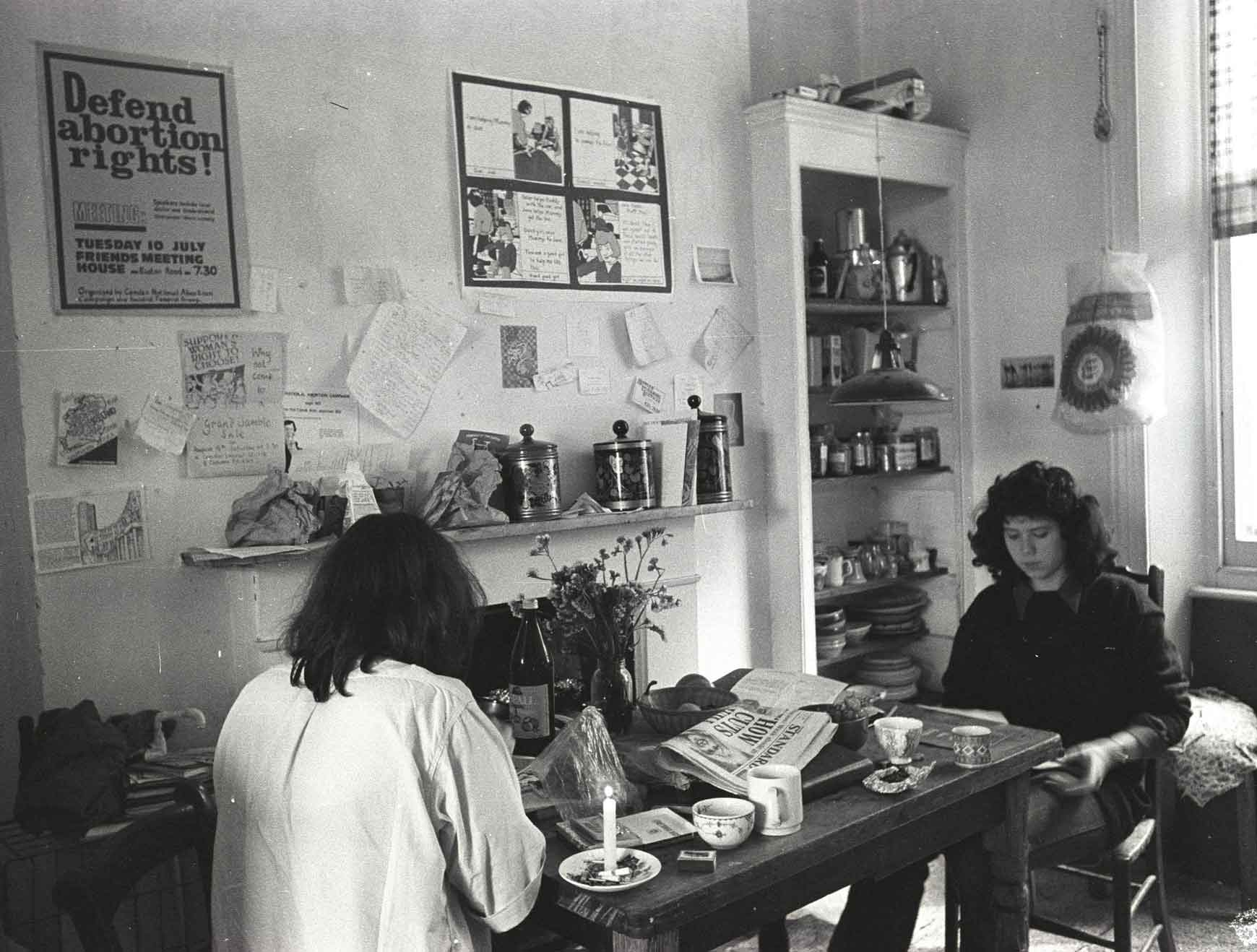 In the kitchen at 10 Tolmers Square, 1979