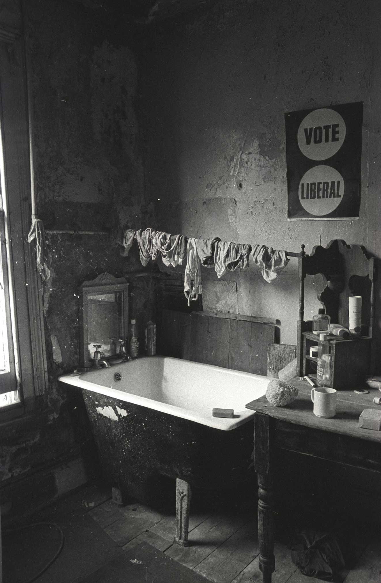 Bath on second floor, 10 Tolmers Square, 1979