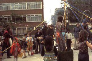 Maypole dancing Tolmers Carnival, 1977