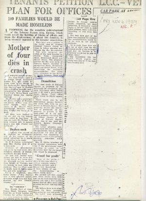 Tenants petition L.C.C. - veto plan for offices