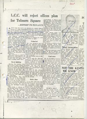 L.C.C. will reject offices plan for Tolmers Square